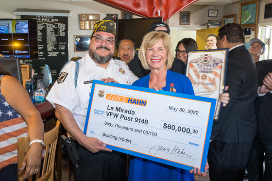 Supervisor Hahn Presents $60,000 Check to La Mirada VFW