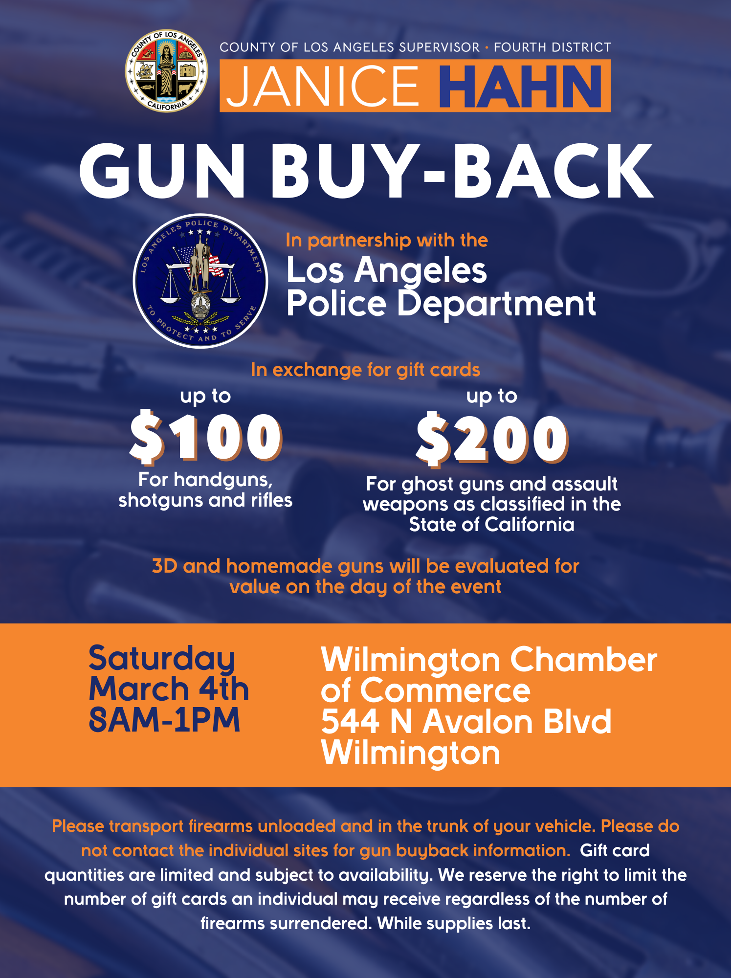 Supervisor Hahn to Host Gun Buy-Back Event in Wilmington